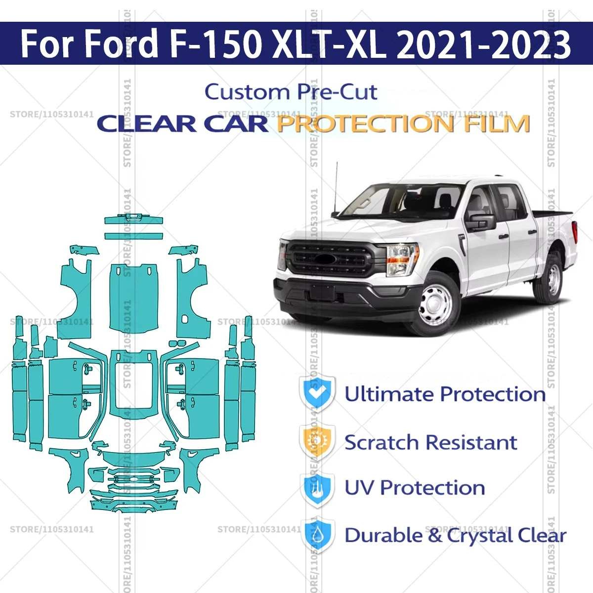 

Pre-Cut Paint Protection Film PPF Transparent Car Film Professional Automotive PPF Full Vehicle For Ford F-150 XLT-XL 2021-2023