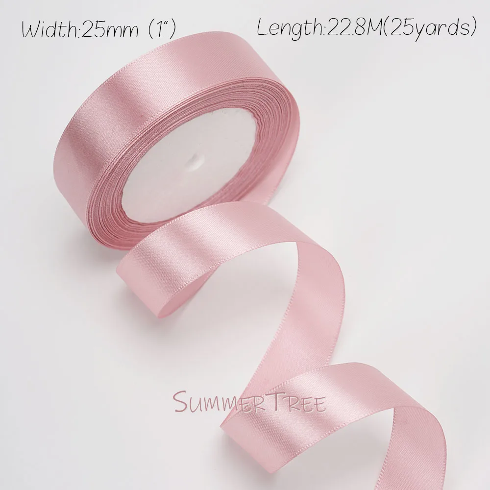 Zartrosa Seidensatinband 25 Yards 22,8 Meter 6mm 10mm 15mm 25mm 38mm 50mm Hautfarbenes Rosa für Handgemachte DIY Geschenkverpackung Dekoration – Detail 5