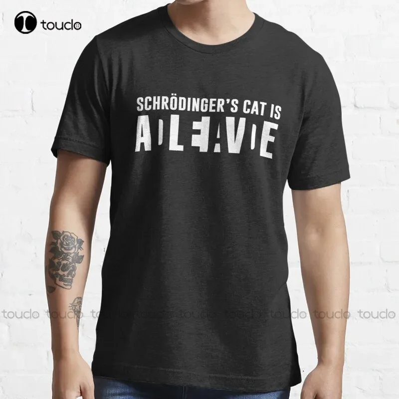 New Schrodingers Cat Black And White Quirky Funny T-Shirt Cotton Tee Shirt S-3Xl Custom Gift Tee Shirt Streetwear All Seasons