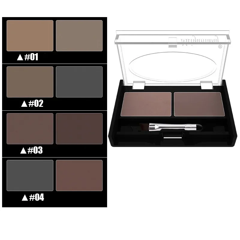 2 Colors Eye Brow Palette + Brush Eyebrow Enhancer Eyeshadow Cake Waterproof Eyebrow Powder Eye Shadow Women Makeup Professional