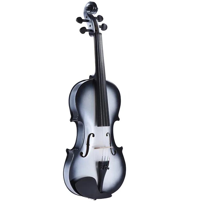 Black & White Violin For Kids & Adults 4-4 3-4 1-2 1-4 1-8 Size Fiddle Student &Beginners Kit W/Braziwood Bow String Bridge Case