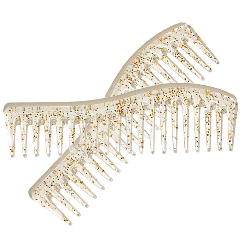 2 قطعة مشط واسع الأسنان مضاد للكهرباء الساكنة للنساء وفك تشابك الشعر السميك والمجعد للاستخدام الرطب مجموعة أمشاط السفر المتينة خفيفة الوزن