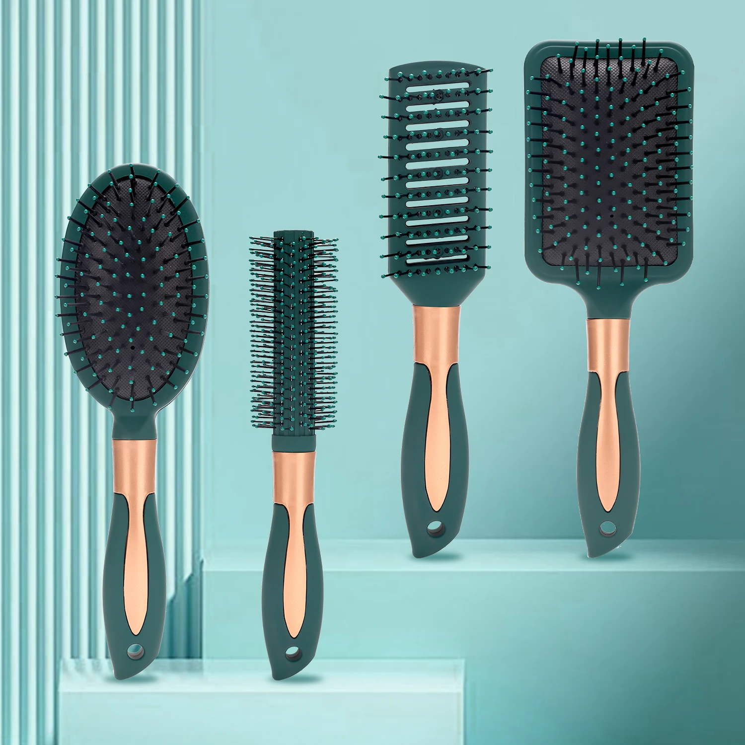 

Anti Static Massage Oval Comb Curly Hair Comfortable Scalp Massage With Silicone Cushion Base Detangling Brush Round Hair Brush