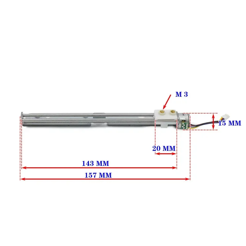 15mm Micro Slide Linear Screw Stepper Motor 2 Phase 4 Wire Long Stroke 123mm for CNC Automation Precision Motion Control