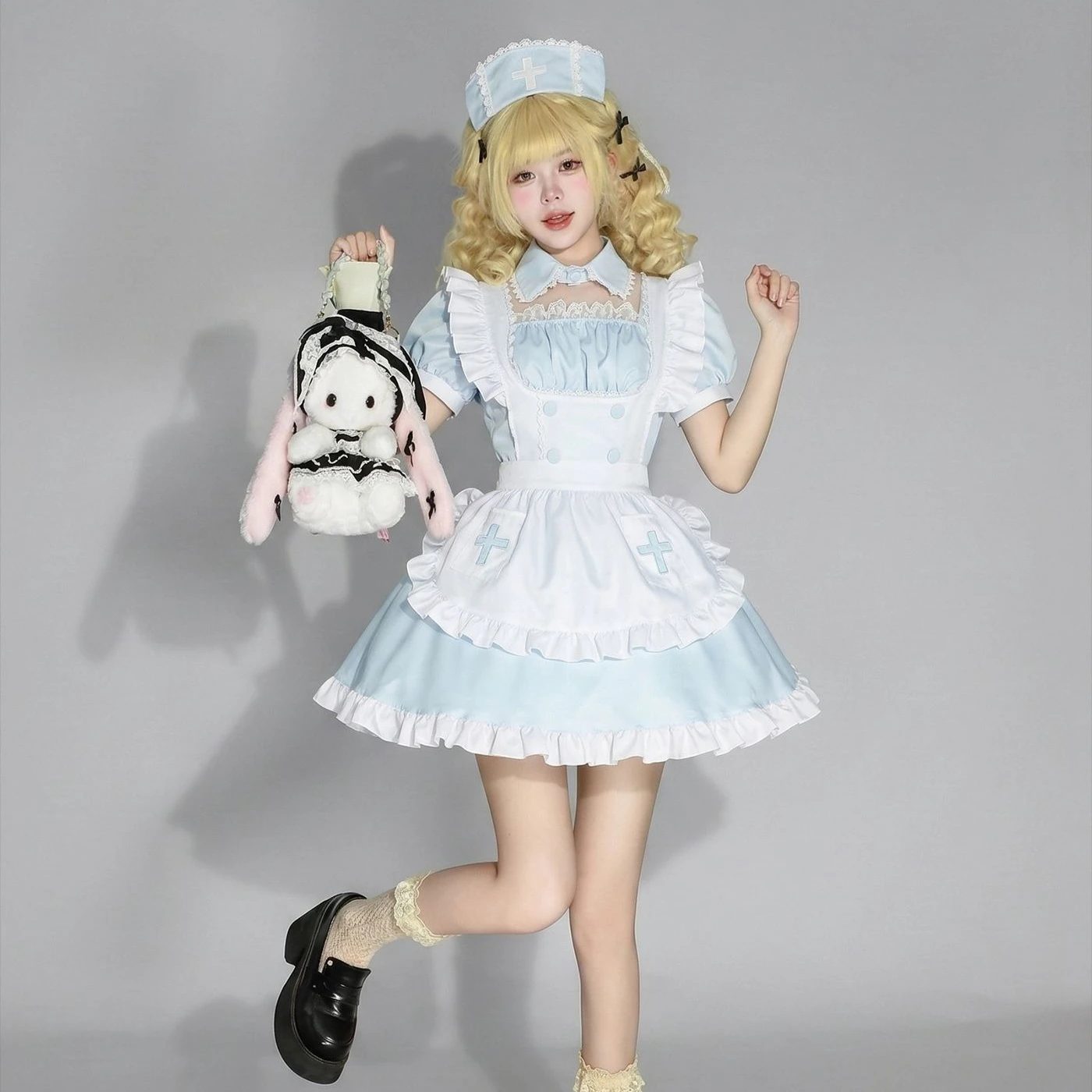 Sweet Lolita Women Blue Dress Waitress Servant Apron Dress Party S -5XL Cute Lolita Maid Anime Outfit Coffee Servant Uniform view 2