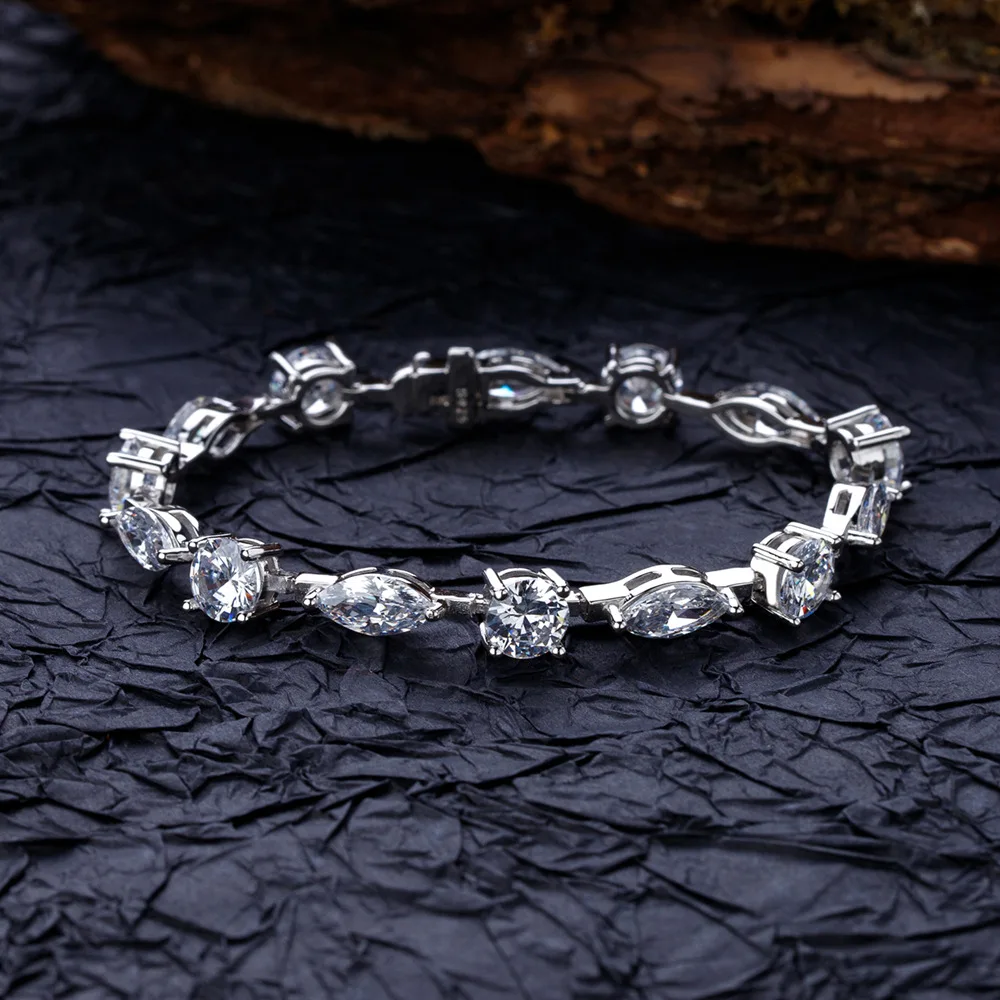 Zhenchengda 2024 New Fashion Full Diamond Bracelet Women's S925 Pure Silver Luxury