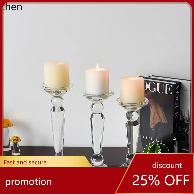 

ZML Simple Crystal Glass Candle Holder Transparent Romantic Wedding Props Table Decoration Ornament Candle Holder