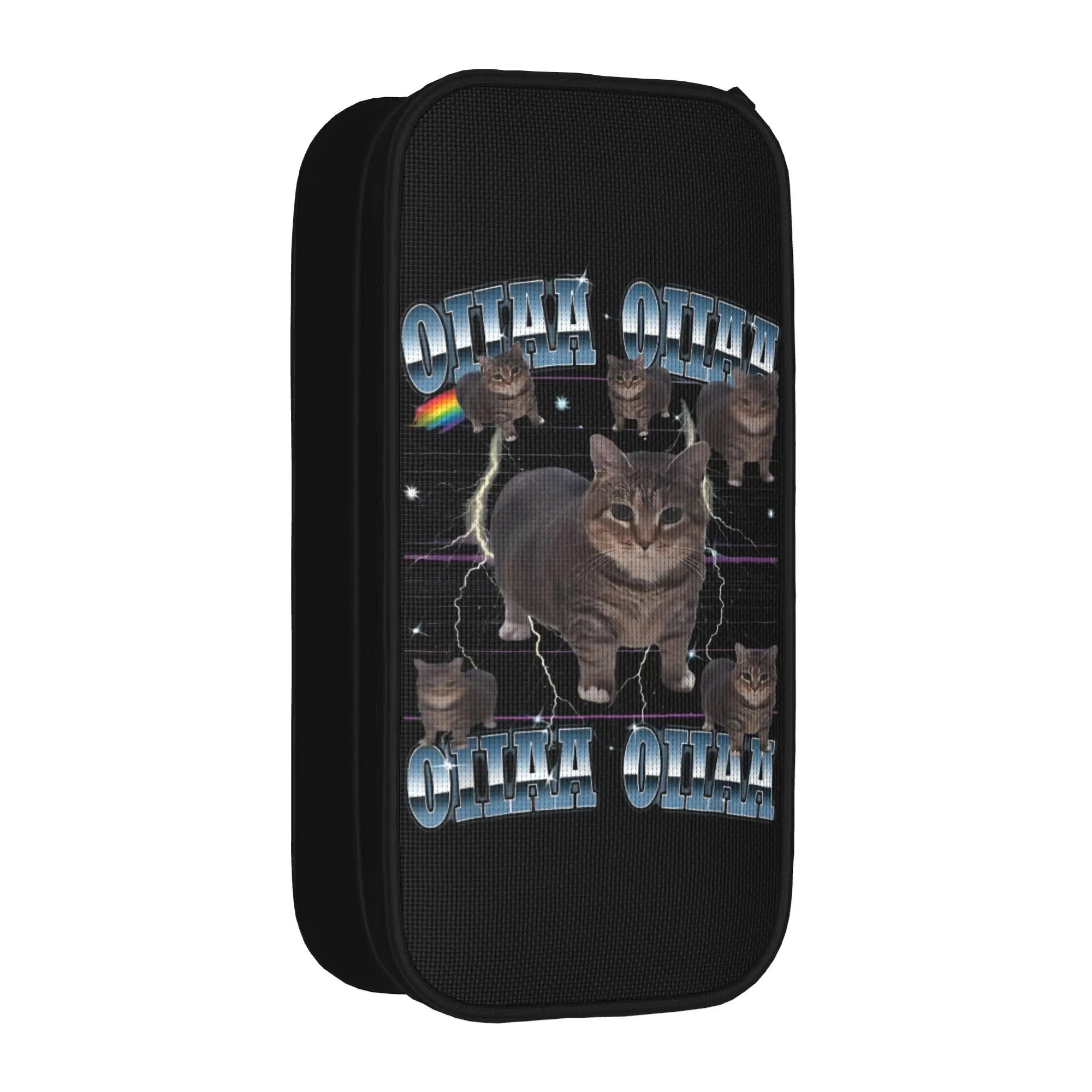 OIIAA OIIAA Funny Spinning Cat Meme Pencil Cases Humor Brainrot Pencilcases Pen Box Student Big Capacity Bag Zipper Stationery