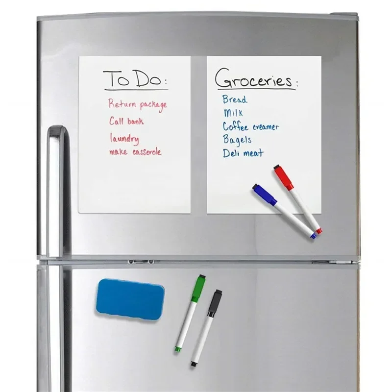 Magnetic Kitchen Whiteboard, Frigorífico Ímãs, Dry Wipe, White Board Marker, Writing Record, Message Board, Remind Memo Pad, Kid Gift, A5