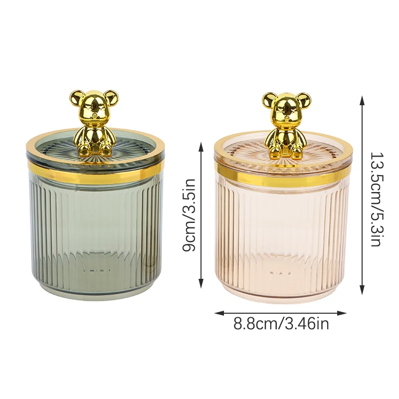 New Fashion Cute Bear Cotton Pad Cotton Swab Stick Acrylic Storage Box Cosmetics Makeup Brush Lipstick Storage Bucket