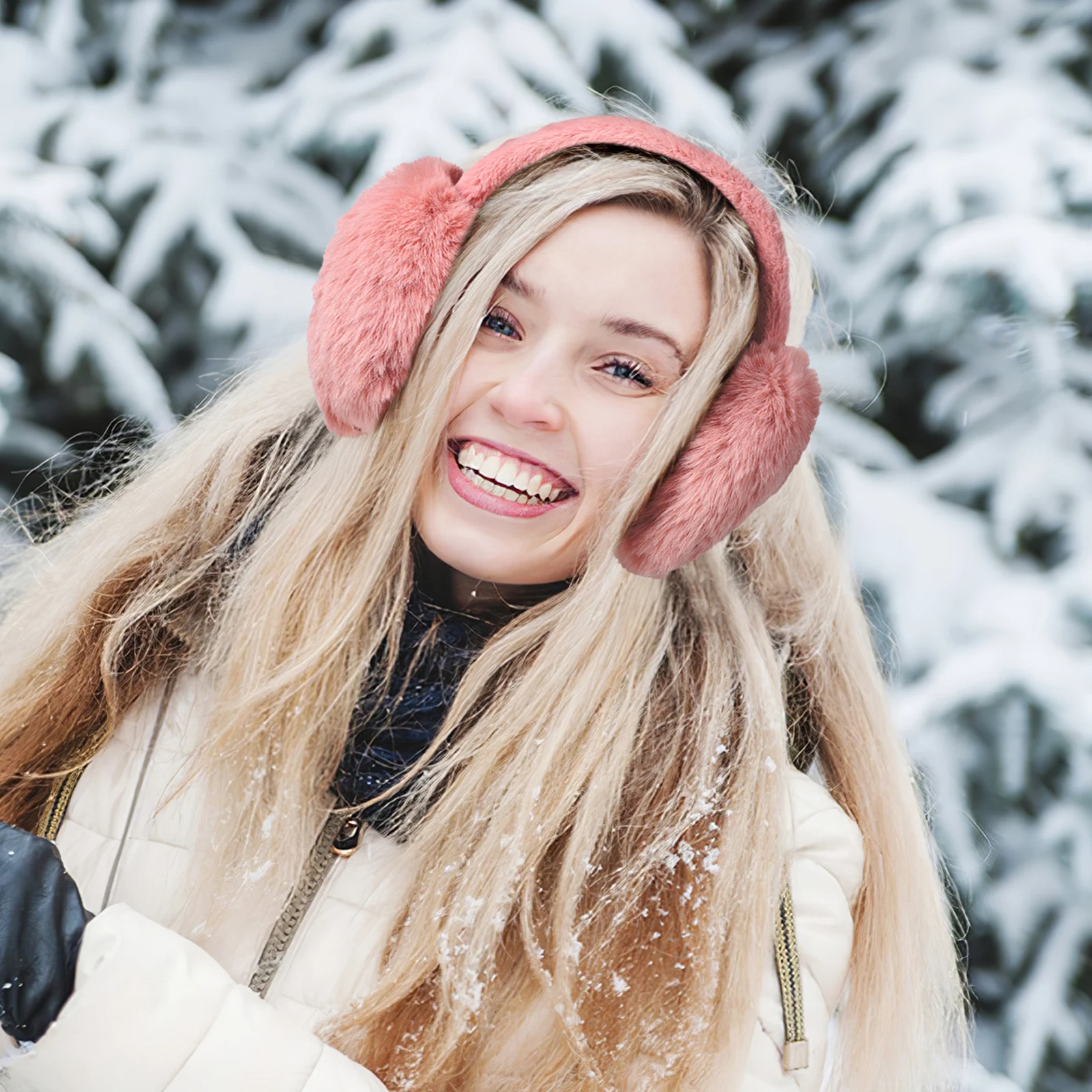 

2 pcs Muffs Women Winter Warm Furry Muffs Women Cold Resistant Foldable Protection For Skiing Cycling Hiking Womens Ear Warmer