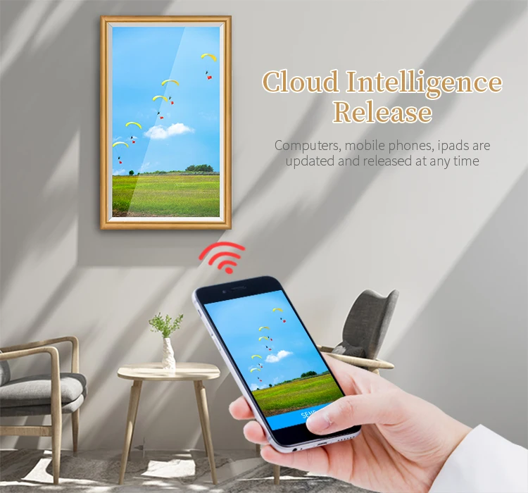 Customized Digital Picture Frame WiFi/Cloud Indoor Screen Poster Digital Advertising Signage 55 Inch Photo Frame Display