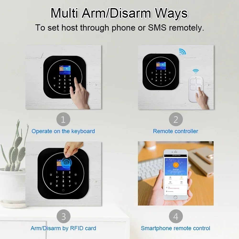 Imagem -04 - Tuya-home Security Protection Smart Alarm System Tela Lcd Kit Anti-roubo App Controle Remoto Braço Fumaça Wi-fi Gsm