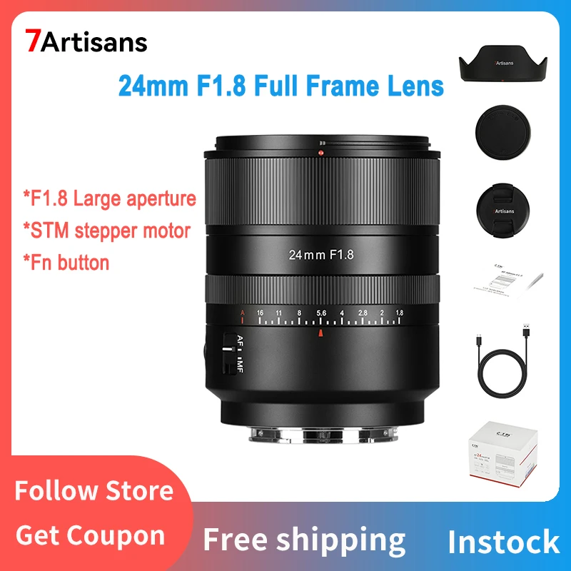 

7artisans 24mm F1.8 Full Frame Wide-angle Fixed Focus Portrait Lens Auto Focus Mirrorless Camera Lenses For Sony E Mount