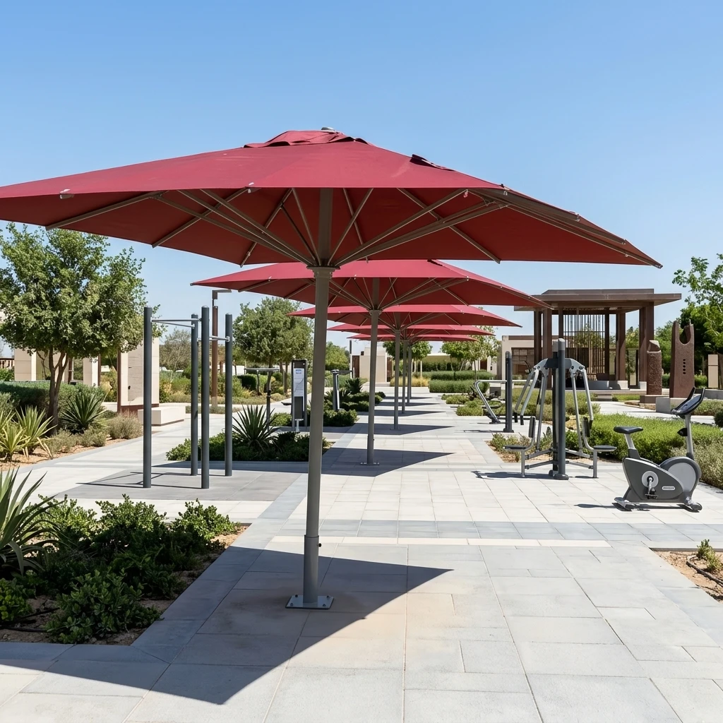 Durable Base Custom Parasol Custom Size for Gym Villa Resort Outdoor Engineering Fixed Sun Shade Supply