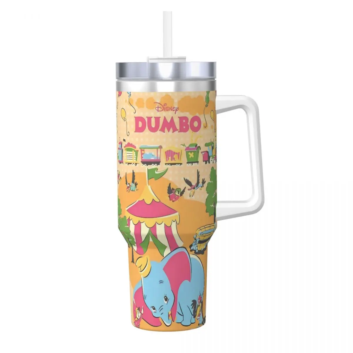 

Dumbo Stainless Steel Tumbler Film Beach Coffee Mug With Straws and Lid 40oz Car Mugs Hot Drinks Water Bottle