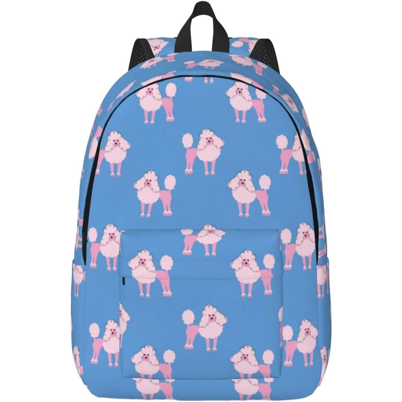 

Travel Laptop Backpack - Pink Cute Poodle Dog Blue Computer Canvas Backpack Bag with Adjustable Straps