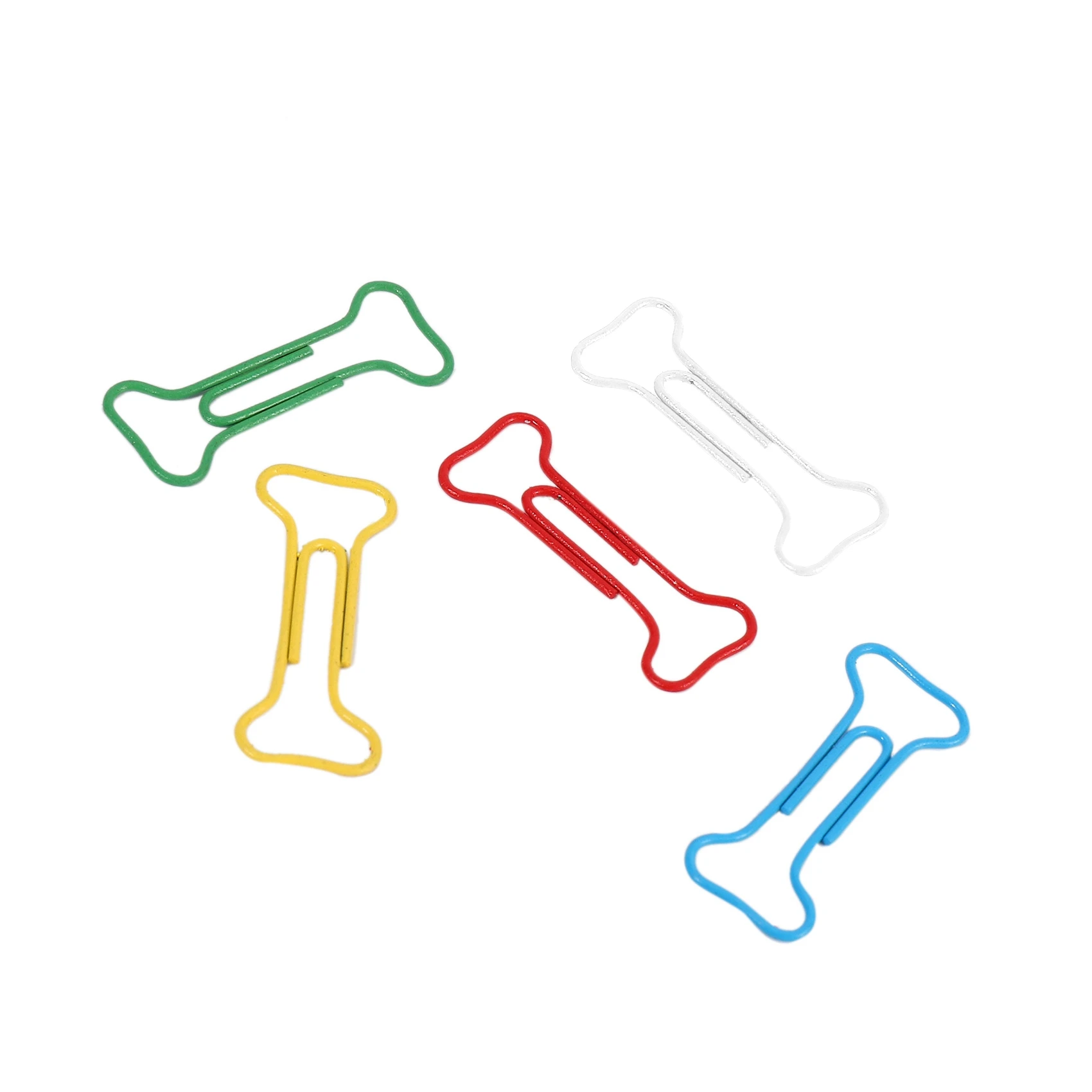 200Pcs Bone Shape Multicolor Metal Paper Clips