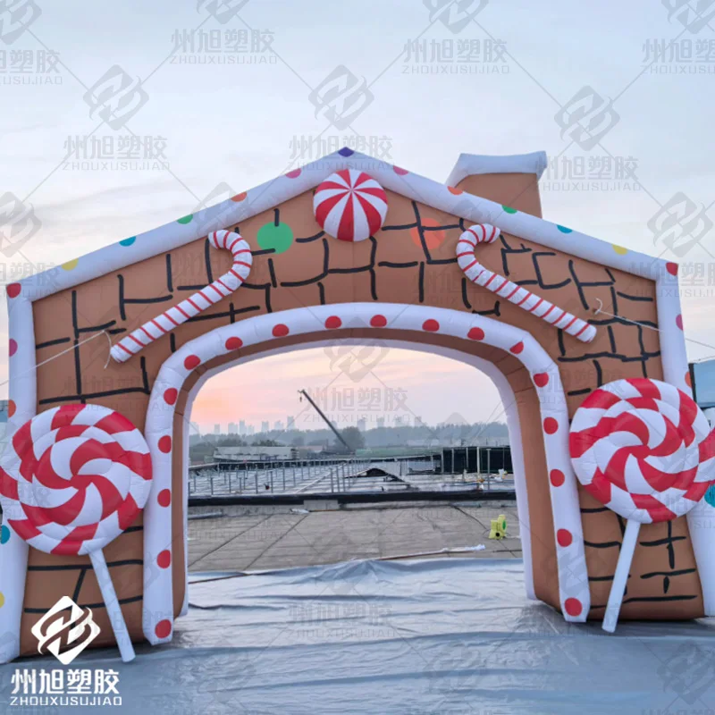 

Giant inflatable Candy House Arch with candy cane/lollipop Christmas Decoration Arch Christmas campaign advertising props