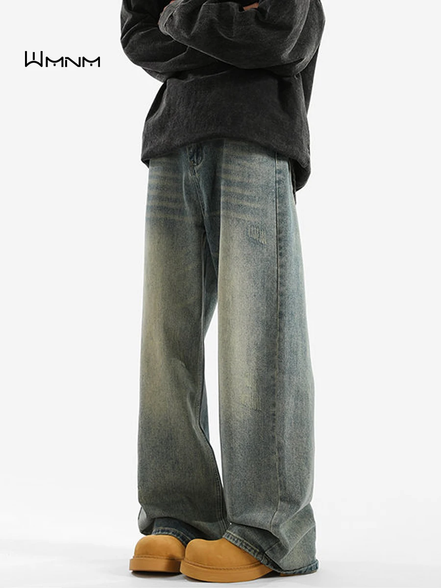 

Мужские джинсы в американском ретро-стиле, осенне-зимние, плотные, свободного кроя, широкие прямые брюки, молодежные повседневные хлопковые штаны