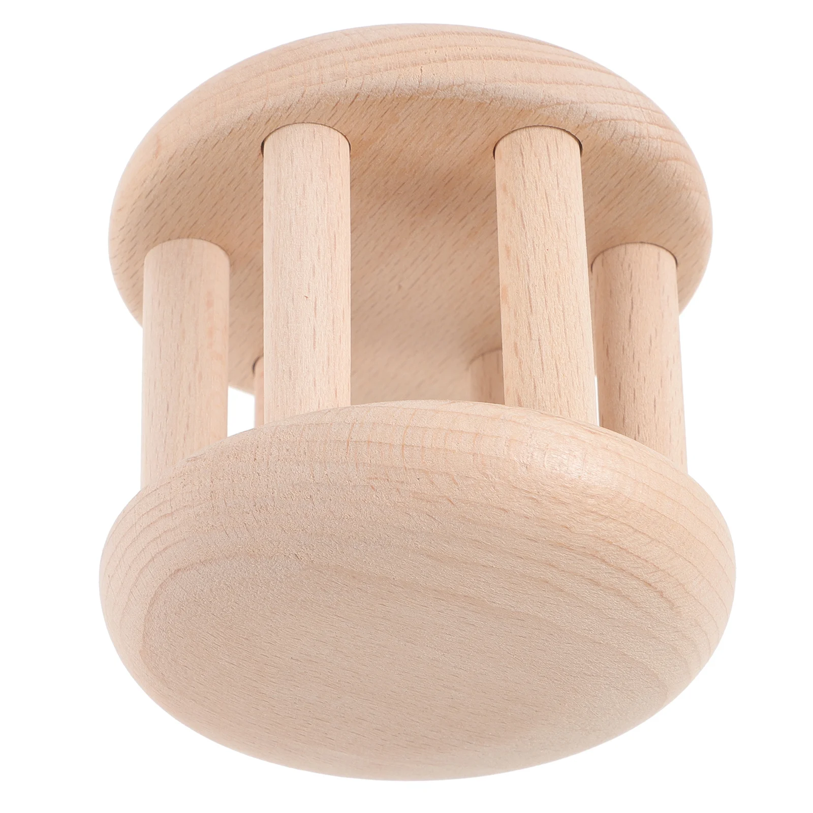 Rolo de chocalho de madeira, superfície lisa, sem rebarbas, seguro para o bebê, capacidade de exploração, presente de aniversário de natal, 1 peça