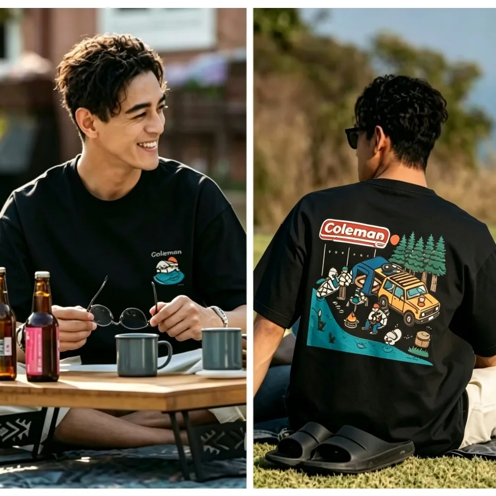 2026 New Moto Vacation Inspired Print Unisex T-shirt, Round Neck Short Sleeve Summer Street Top