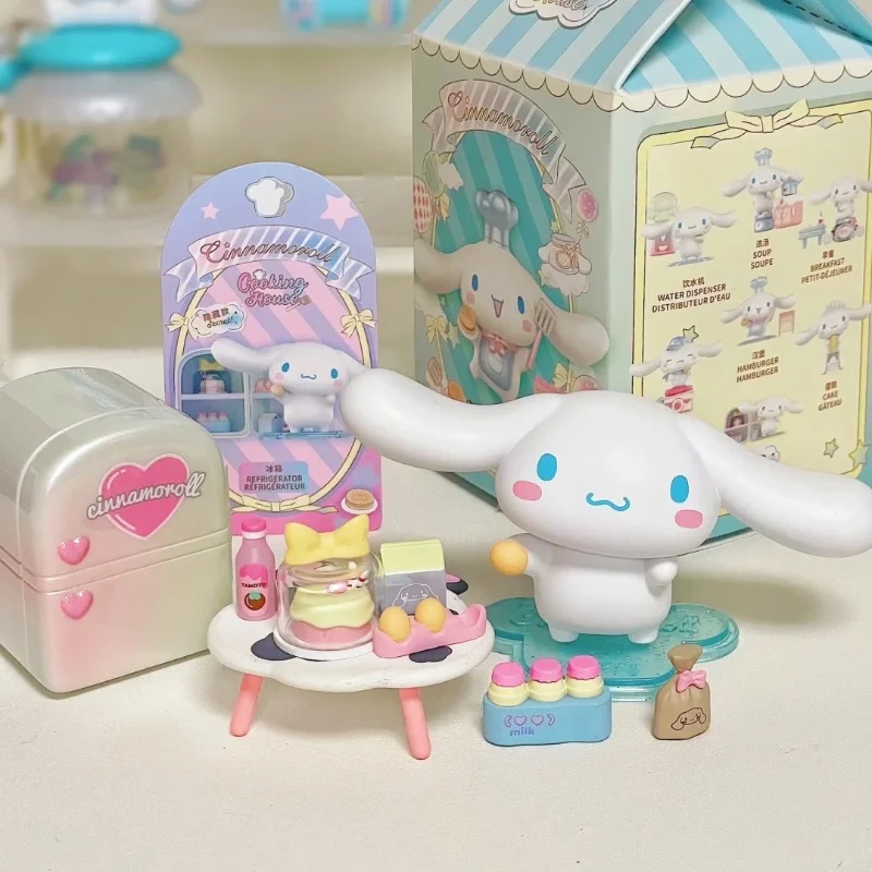 MINISO Kawaii Nieuwe Sanrio Anime Figuren Koken Serie Blind Box Cinnamoroll Action Desktop Ornament Decoratie Figuur Poppen Speelgoed