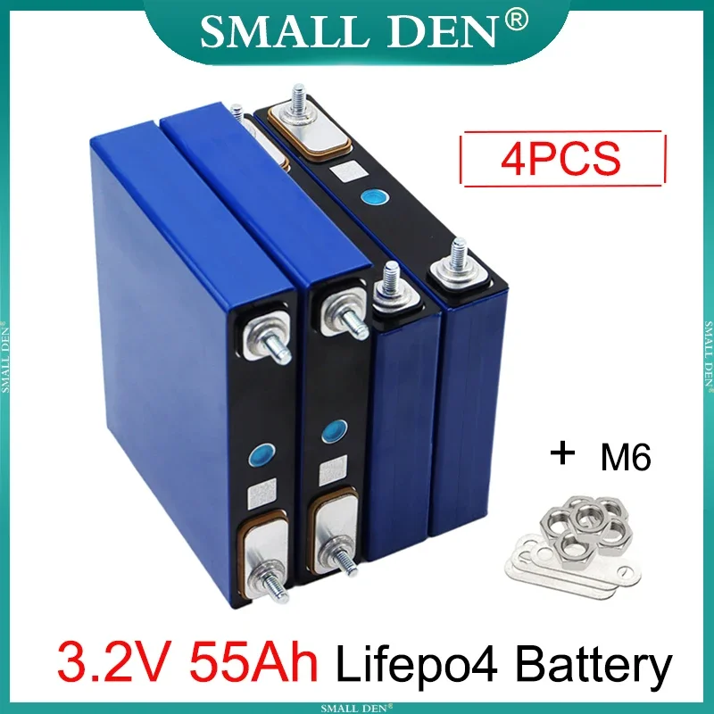 4PCS New 3.2V 55Ah LiFePO4 battery 55000mAh 3C discharge diy 12v 24v E-boat EV RV Tricycle Inverter Solar Modification Stud Cell