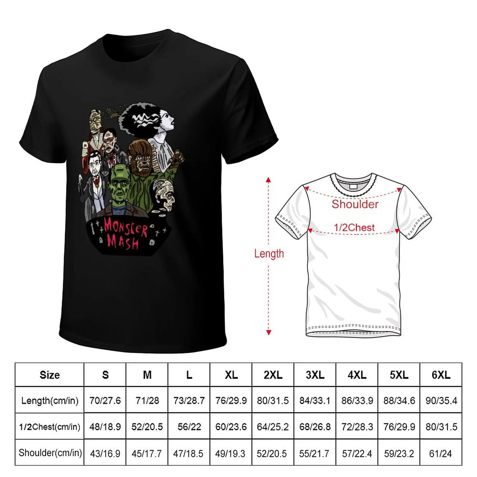 Monster Mash T-Shirt Basic Casual Short Sleeve Cotton Shirt