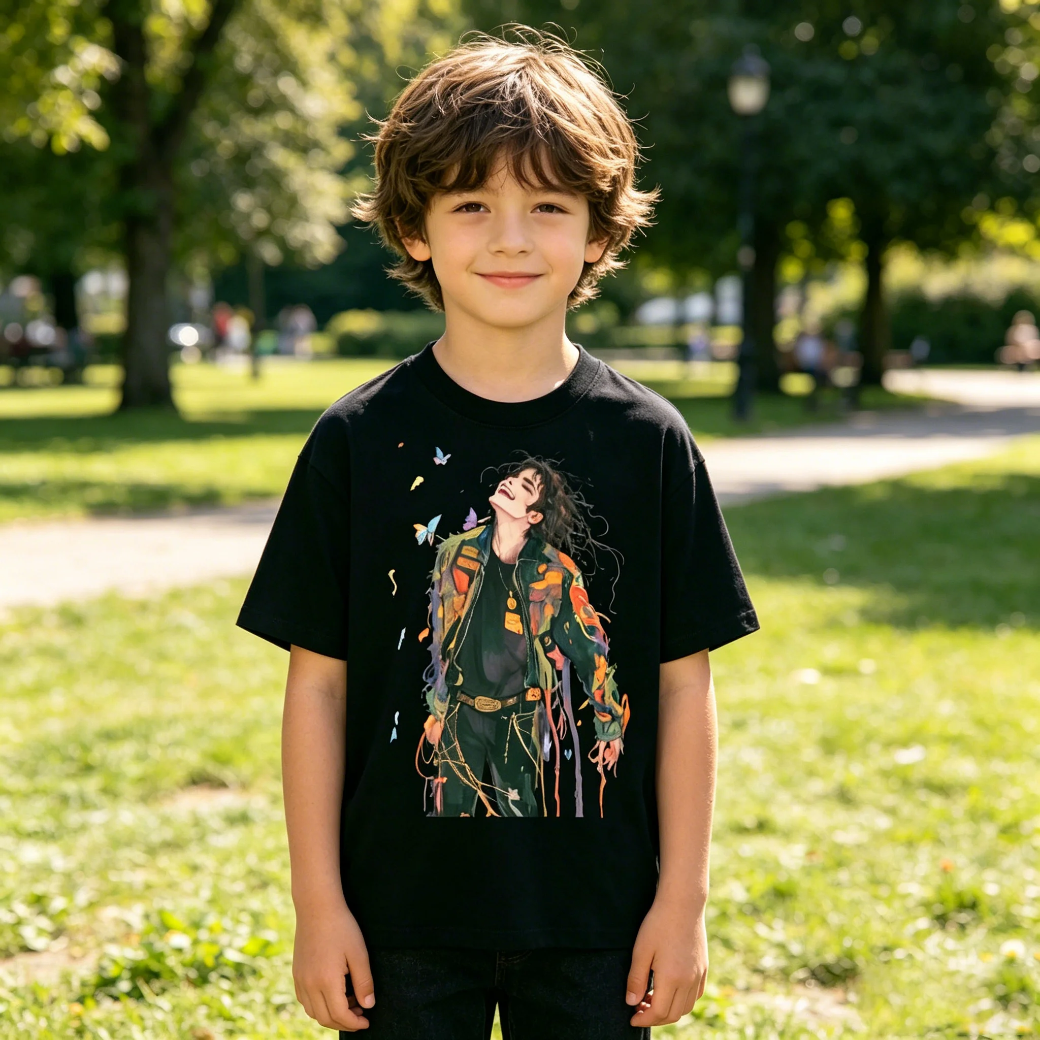 Kids Michael Jackson Printed T-Shirt Casual Streetwear Cool Top for Boys in Multiple Sizes