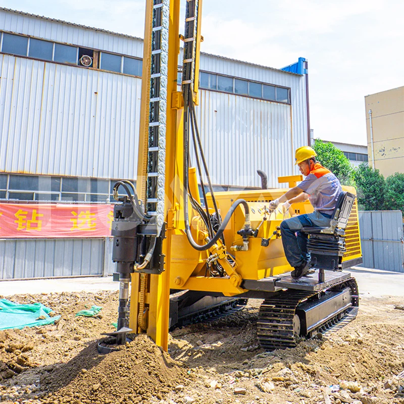 Crawler Mounted Hydraulic Solar Pile Driver with Auger and Remote Control for Utility Scale Solar Farm
