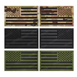 US American Infrared IR Reflective Flag Patches Biker Blue Line Large Appliqued Sticker Strip For Clothing Backpack