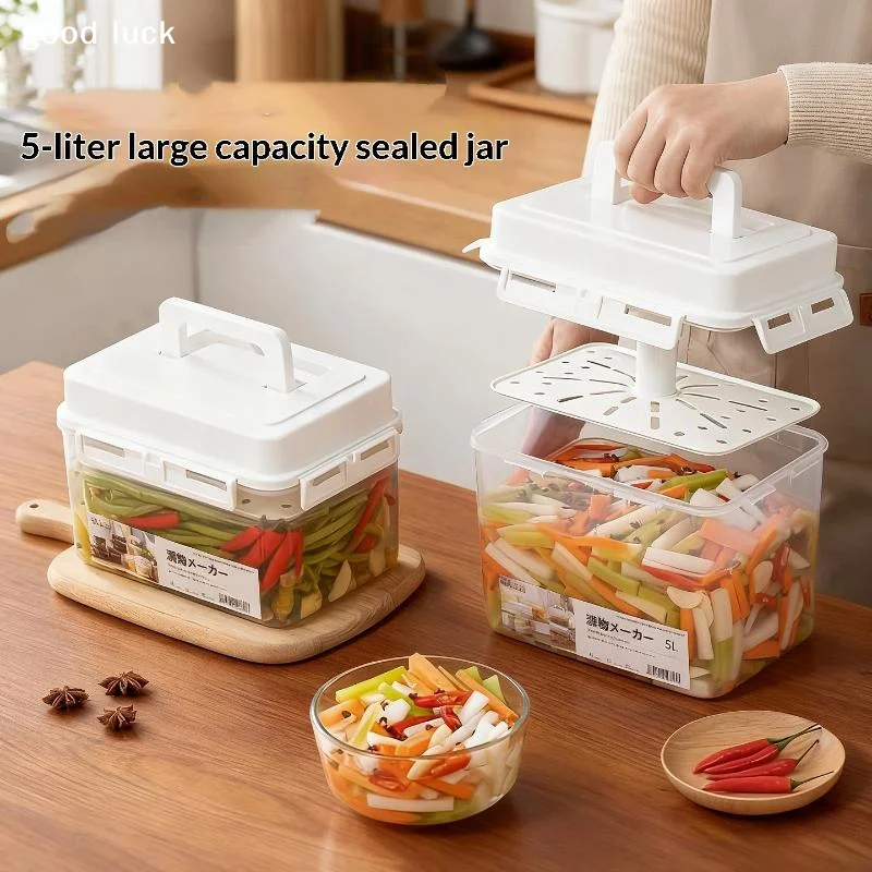 AnswerW 5L Kimchi Press Storage Container Pickle Jar For Gherkin Sauerkraut Storage And Fermentation
