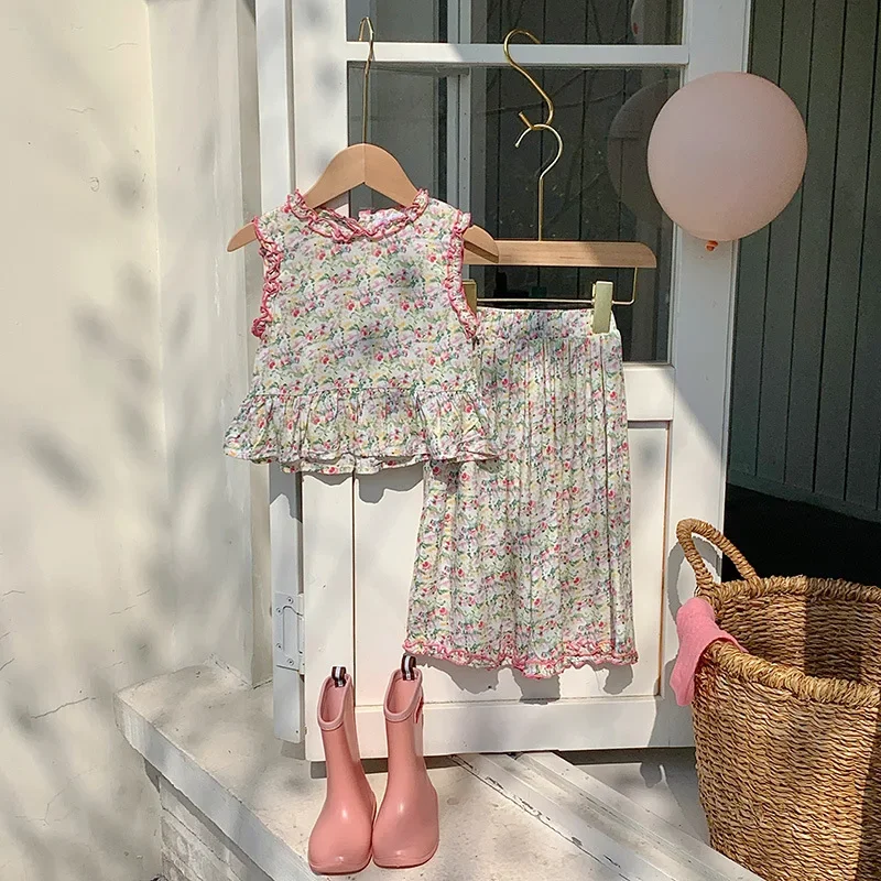 Комплект с маленькими летящими рукавами и рюшами для девочек, новинка лета 2025 года, рубашка для малышей для девочек, персонализированный комплект летнего платья в стиле вестерн