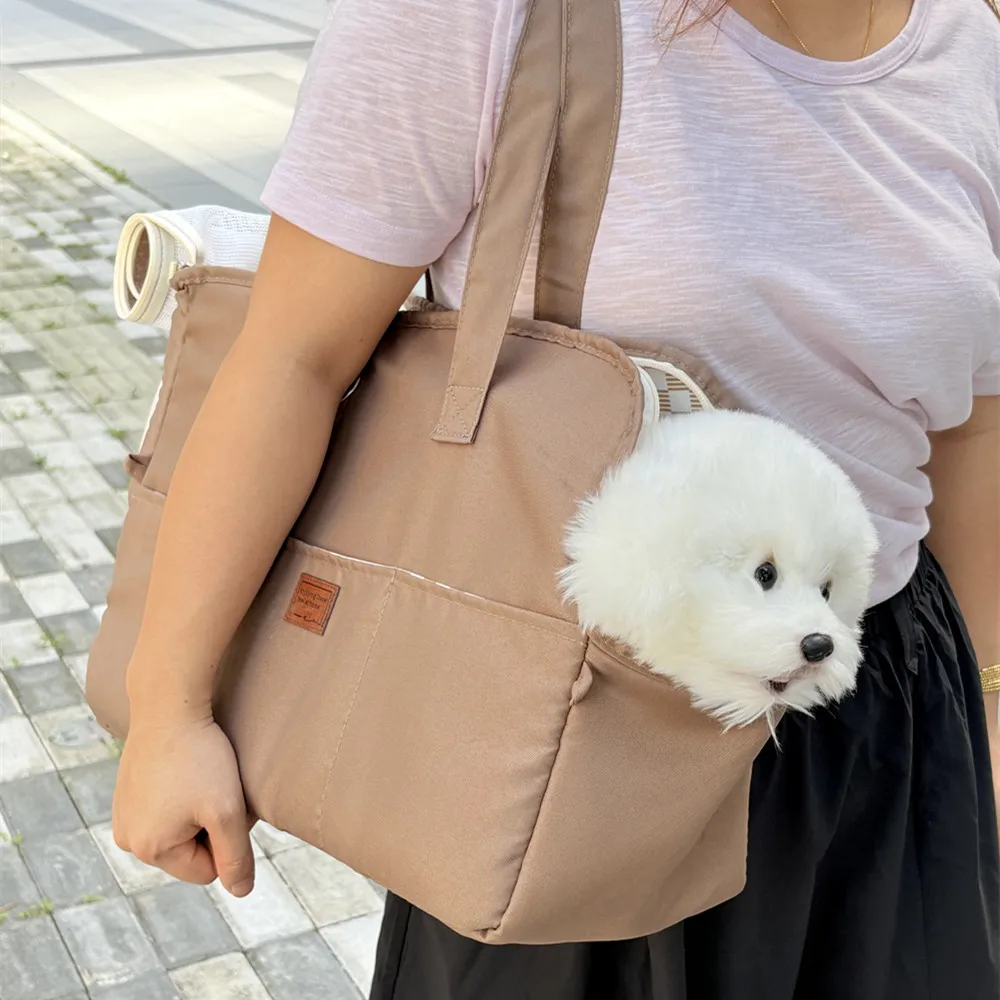 مجموعة/4 قطعة الحيوانات الأليفة Crossbody حقيبة كتف قماش القط الكلب الناقل حقيبة تسوق سفر حقائب كتف شبكة الرافعة حمل حزمة مستلزمات حمل الحيوانات الأليفة