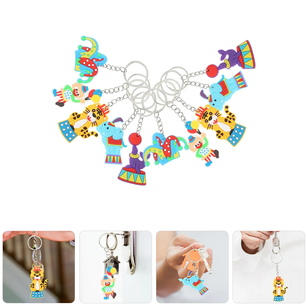 

10 Pcs Key Circus Keychain Keychains for Women Cartoon Toys Pvc Bag Pendant Miss