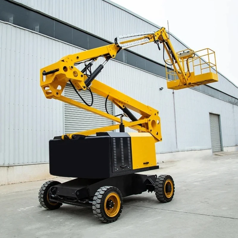 8-12M Multi Angle Articulating Boom Lift Aerial Work Platform 360° Rotating Platform Cherry Picker with Safety Rails