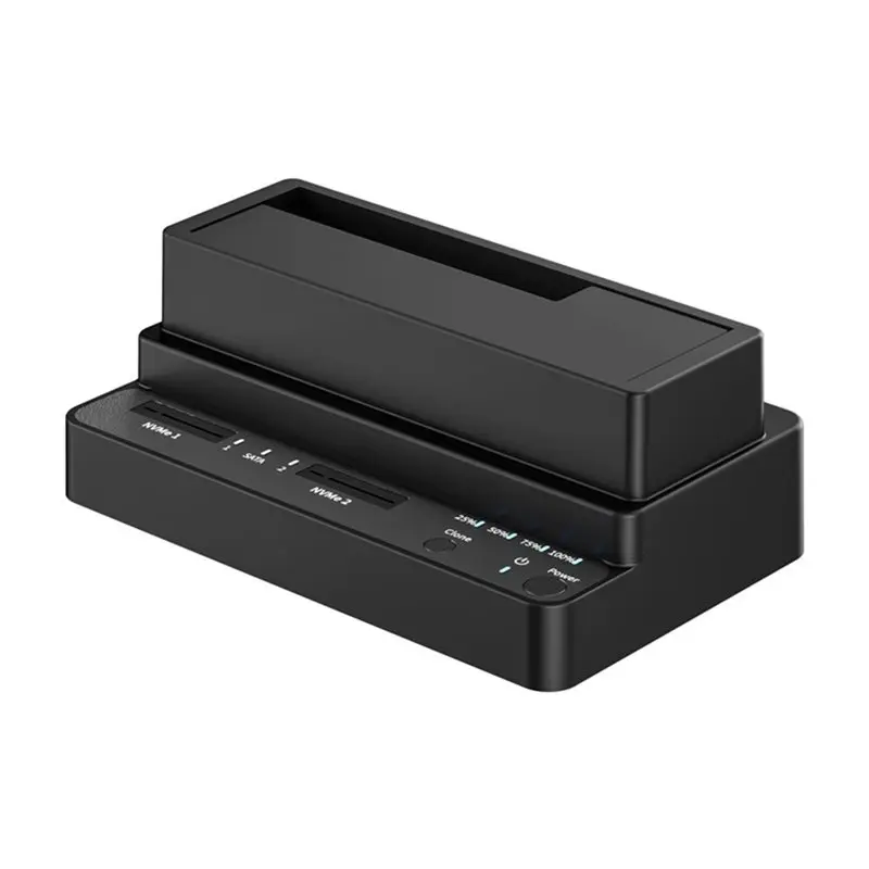 ABFM-Multi-Bay Drive Reader M. 2 Nvme/2.5"/3.5" SATA SSD Docking Station USB 3.2 One-Touch Offline Cloning
