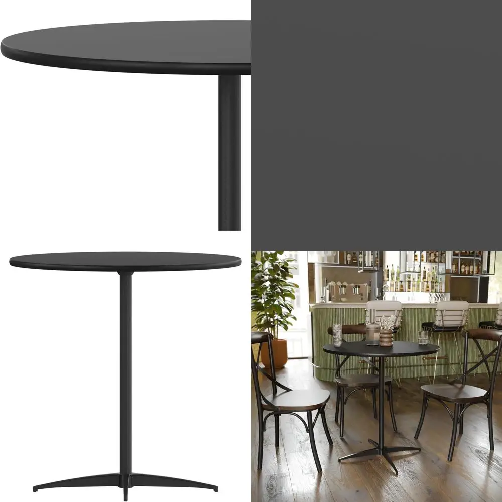 

Round Wooden Cocktail Table with Adjustable Column Heights