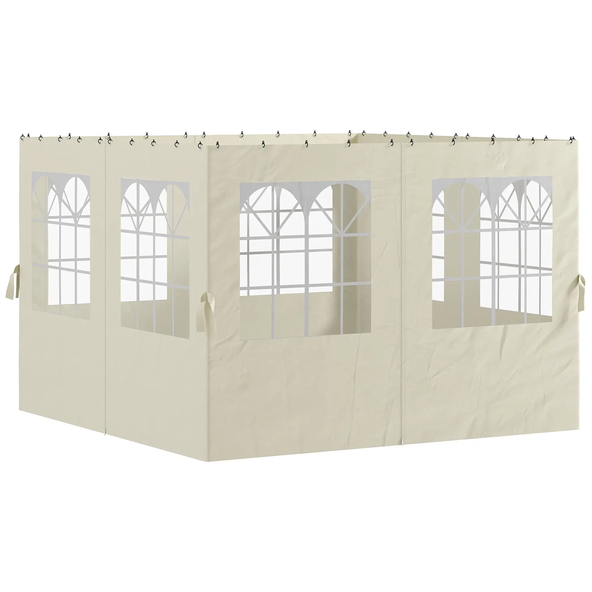 Pavillon 4 pièces 3x3 m crème blanc avec protection UV UPF 30+, fermeture éclair et 8 fenêtres, parois latérales