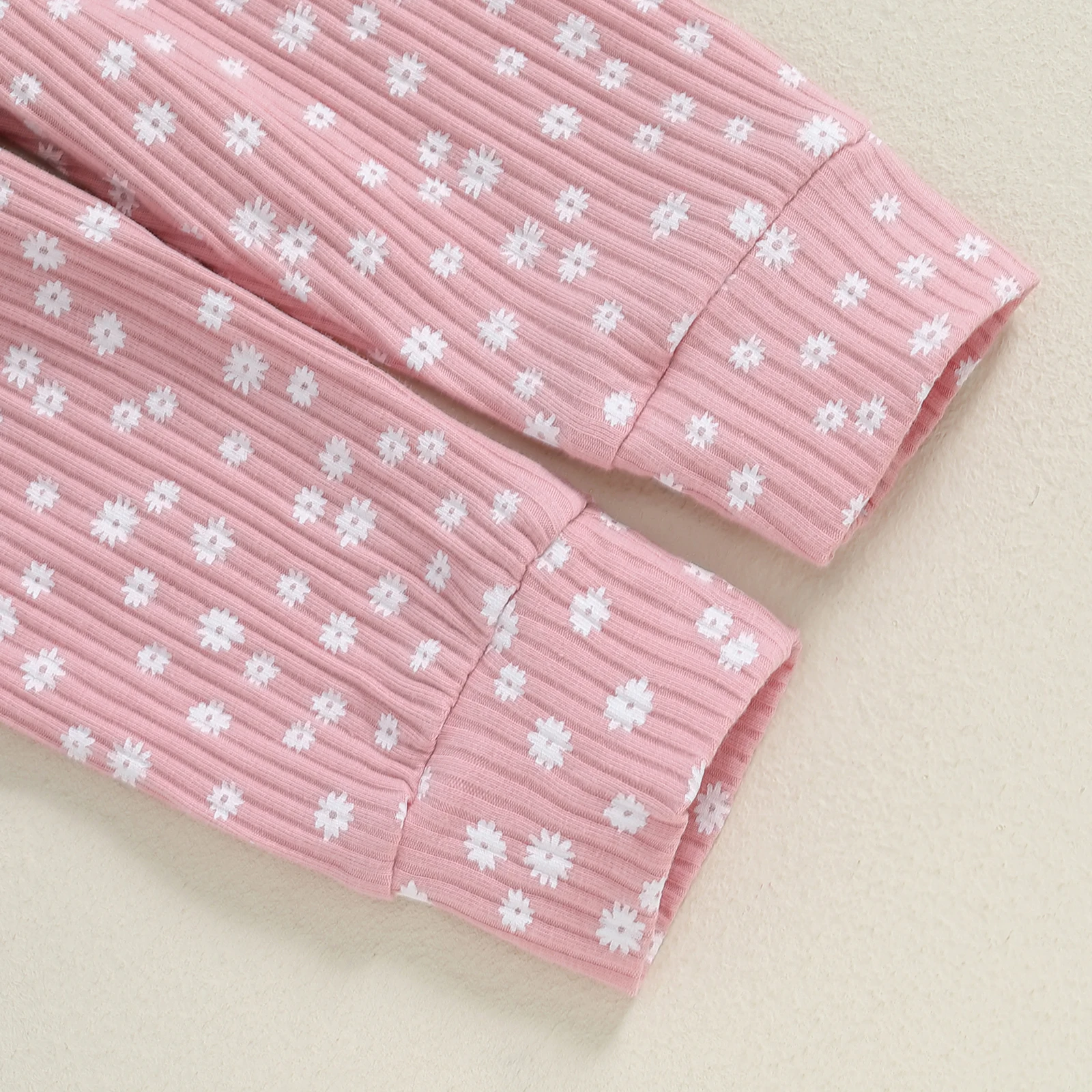 : Floral Ribbed Girls Outfit Set 6