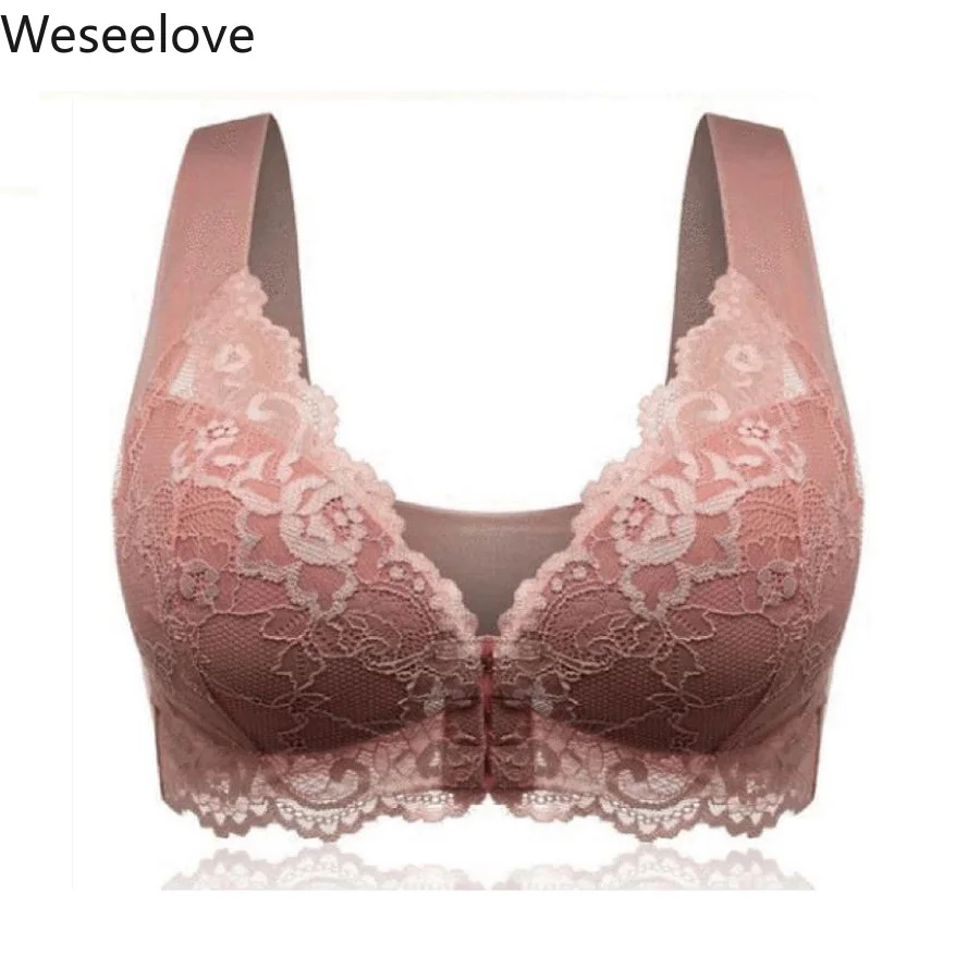 

Weseelove Large Size 7xl Top Bra Without Bones Push Up Backless Bra Front Button Vest Bra Plus Size Sexy Lace Lingerie Bra A01