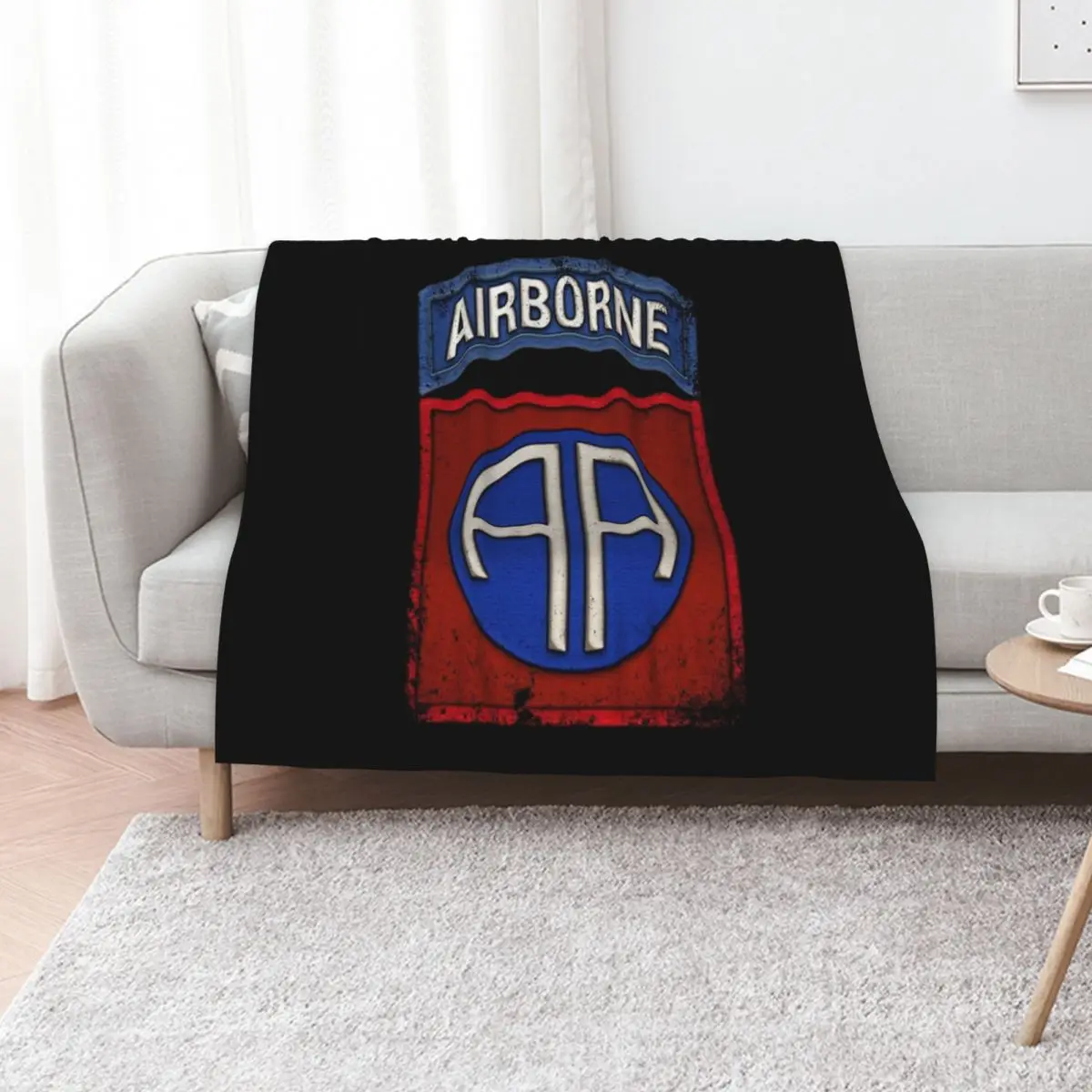 82nd Airborne Div Parachutist Wings and Patch - Distressed Throw Blanket Single Furrys Loose Hairy Cute Plaid Blankets