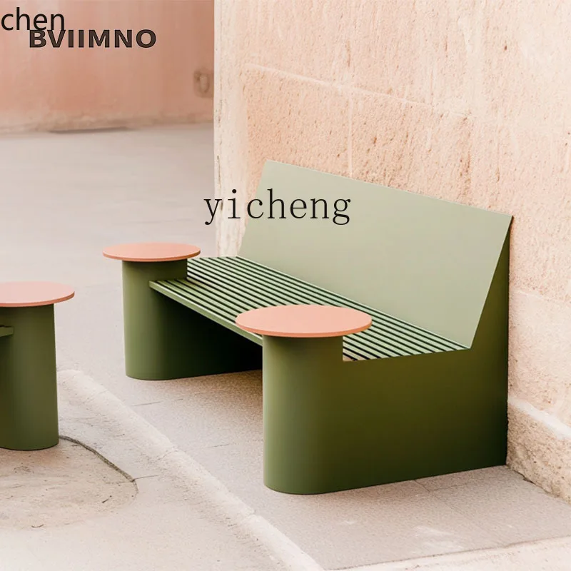 bench Outdoor bench Anti-corrosive wood Solid wood furniture Leisure seat Creative wrought iron seat