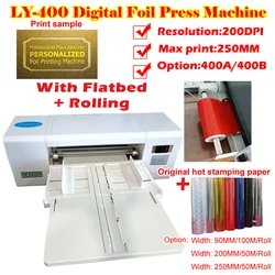 LY 400B Digital Foil Press Machine 400A Hot Foil Stamping Printer for Sewing Sublimation Card Printing with Rolling Kit 200DPI