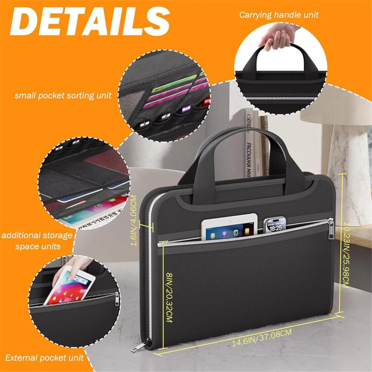

Super hot File Organizer, Waterproof Fireproof 14.6x10.2in File Organizer with 12 Folder for Academic, Busine