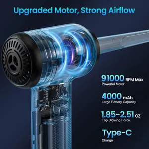 ممسحة هواء مضغوط كهربائية، منفاخ غبار لاسلكي، مكنسة كهربائية قابلة لإعادة الشحن، لوحة مفاتيح كمبيوتر، أريكة، 2 في 1 أعلى 8 مبيعات مكنسة كهربائية للوحة المفاتيح - رقم 1