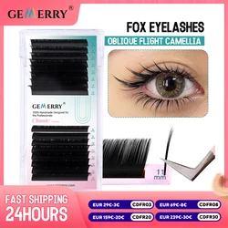 Gemerry Fox Wimpernverlängerung LC Curl Camellia Lash Silk Tilted 115 °   Comic Oblique Flying Style Individuelle Wimpern-Make-up-Tools