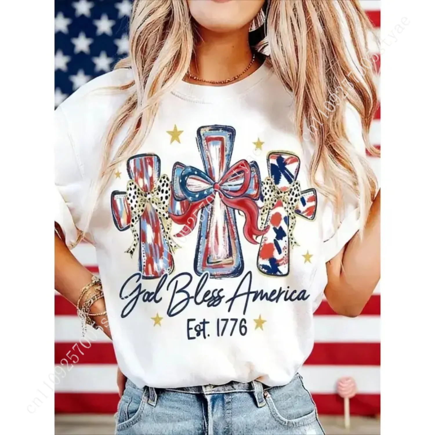 T-shirt pour femmes God Bless America, 250 ans de l'Anniversaire de l'Amérique, cadeau pour le 250e anniversaire des États-Unis, chemise commémorative pour la fête de l'Indépendance du 4 juillet