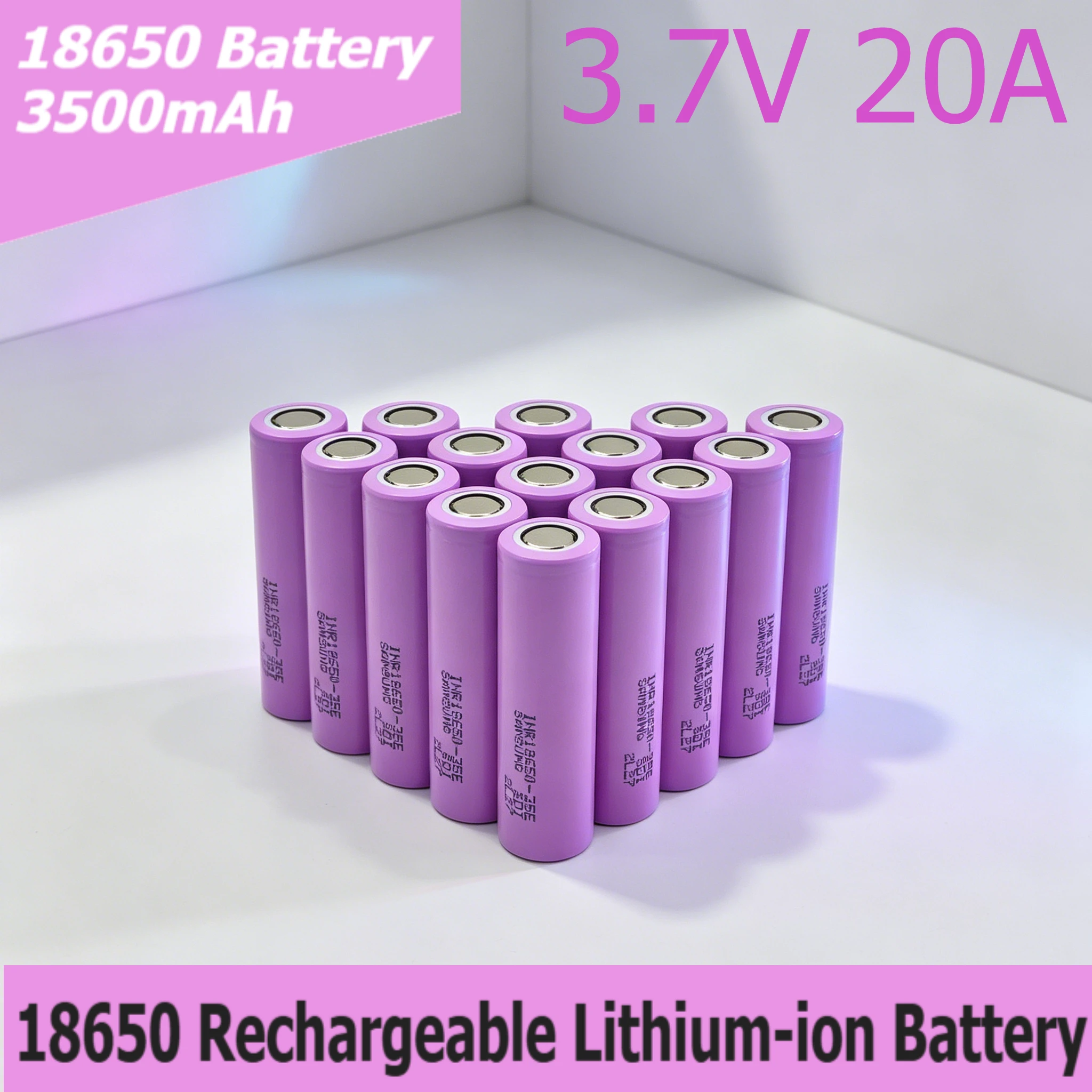 18650 INR18650-35E ion cell, 3.7V 3500mAh 20A heavy current output,for RC speed boats & compact handheld vacuums